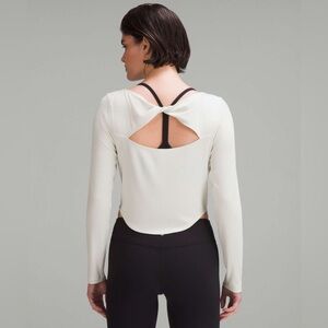 Lululemon Modal Silk Twist-Back Yoga Long-Sleeve Shirt - Colour Bone Size 8 NEW